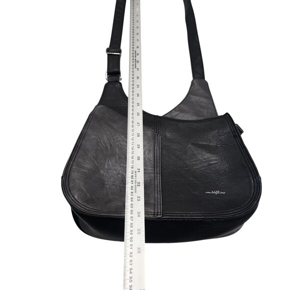 Espe Crossbody Shoulder Bag Black Vegan Leather Adjustable Strap Zip Pockets - Picture 12 of 16